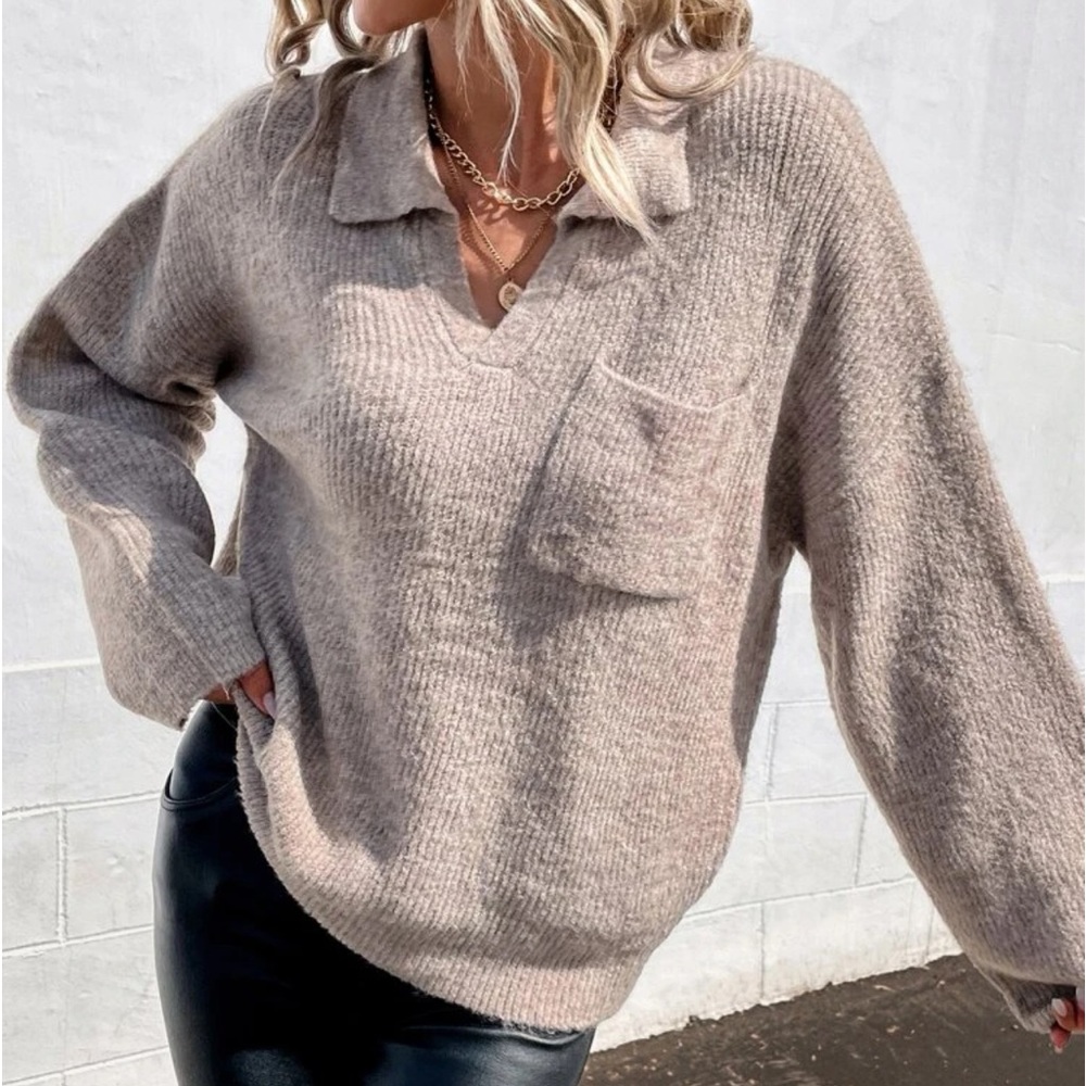Pocket Front Drop Shoulder Sweater